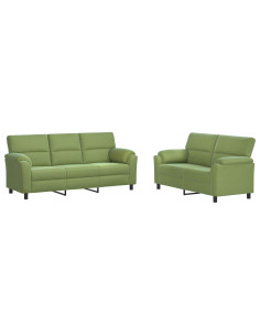 Set di divani 2 pcs Verde chiaro Velluto 2