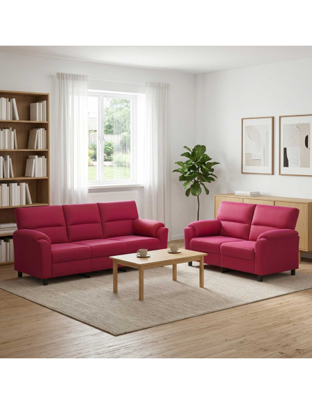 Set di divani 2 pcs Rosso Vino Velluto