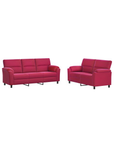 Set di divani 2 pcs Rosso Vino Velluto 2