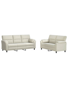 Set di divani 2 pcs Crema Velluto 2