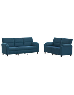 Set di divani 2 pcs Blu Velluto 2
