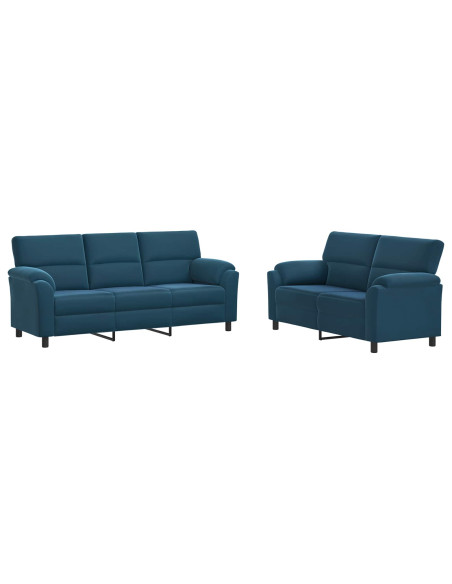 Set di divani 2 pcs Blu Velluto