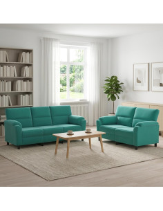 Set di divani 2 pcs Turchese Velluto