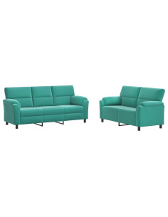 Set di divani 2 pcs Turchese Velluto 2