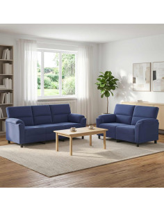 Set di divani 2 pcs Blu Polizia Velluto