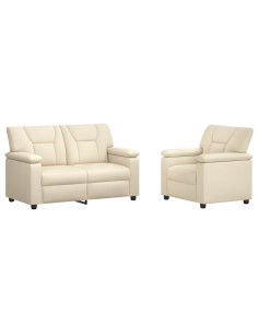 Set di divani 2 pcs Crema Similpelle 2