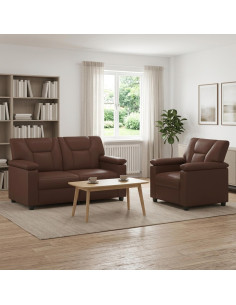 Set di divani 2 pcs Marrone Similpelle