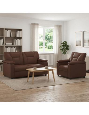 Set di divani 2 pcs Marrone Similpelle