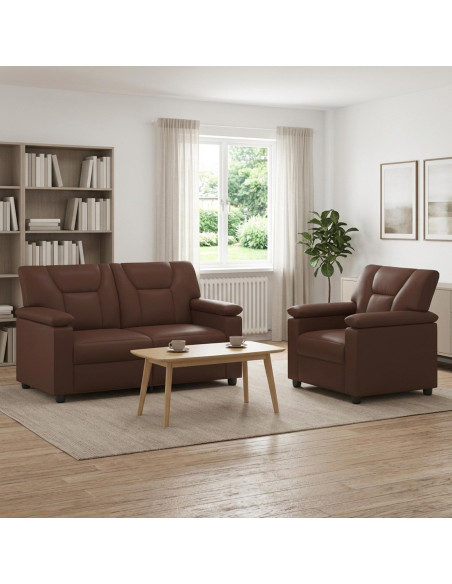 Set di divani 2 pcs Marrone Similpelle