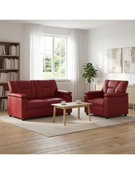 Set di divani 2 pcs Rosso Vino Similpelle
