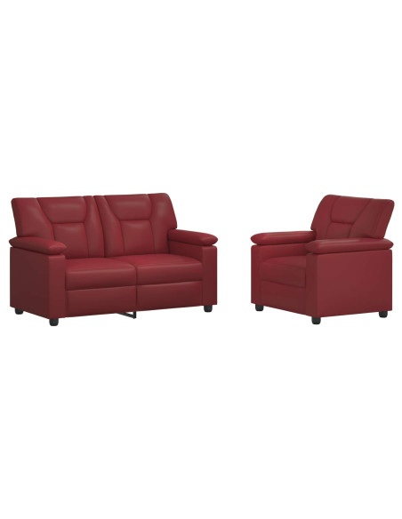 Set di divani 2 pcs Rosso Vino Similpelle