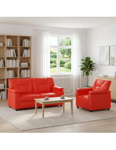 Set di divani 2 pcs Rosso Similpelle