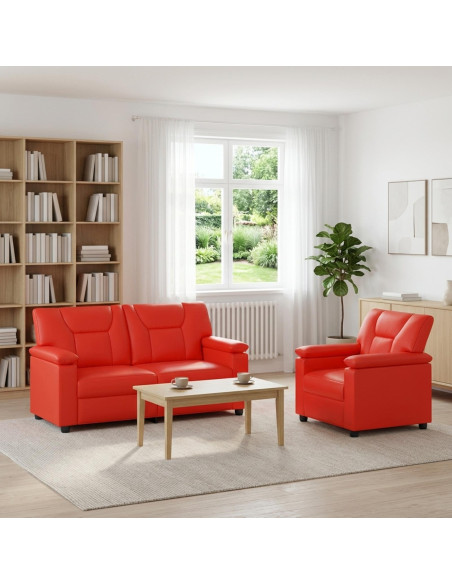 Set di divani 2 pcs Rosso Similpelle
