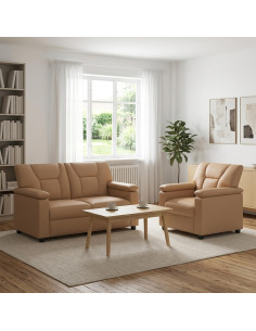Set di divani 2 pcs Cappuccino Similpelle