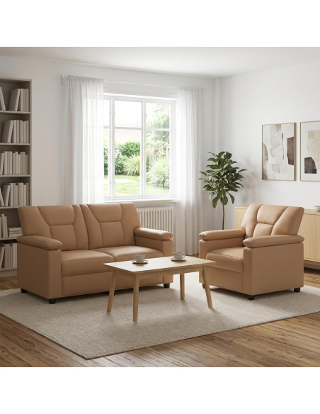 Set di divani 2 pcs Cappuccino Similpelle