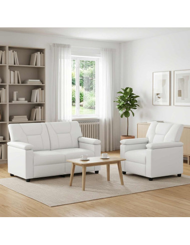 Set di divani 2 pcs Bianco Similpelle