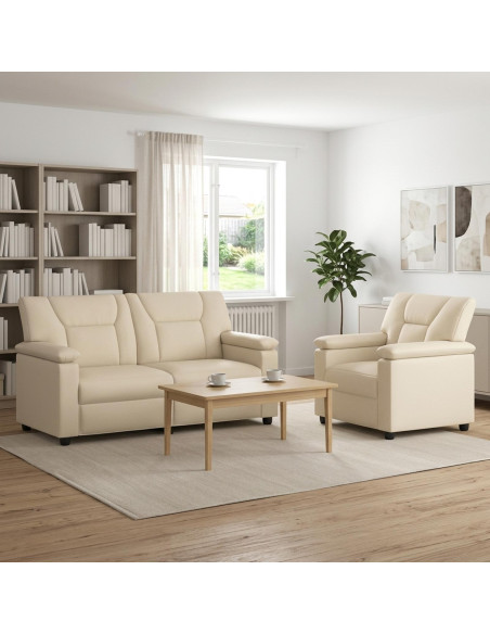 Set di divani 2 pcs Crema Similpelle