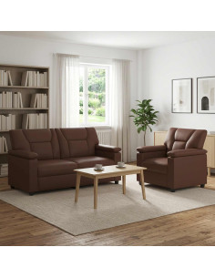Set di divani 2 pcs Marrone Similpelle