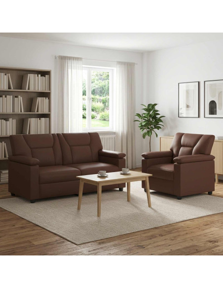 Set di divani 2 pcs Marrone Similpelle