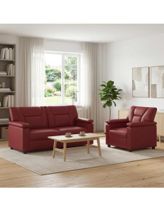 Set di divani 2 pcs Rosso Vino Similpelle