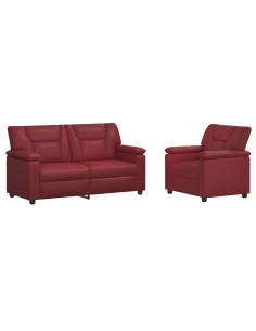 Set di divani 2 pcs Rosso Vino Similpelle 2