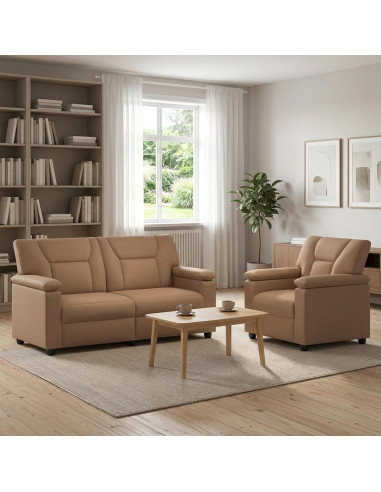 Set di divani 2 pcs Cappuccino Similpelle