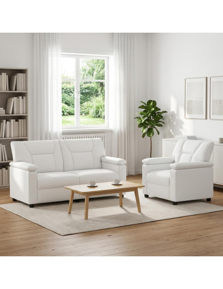 Set di divani 2 pcs Bianco Similpelle