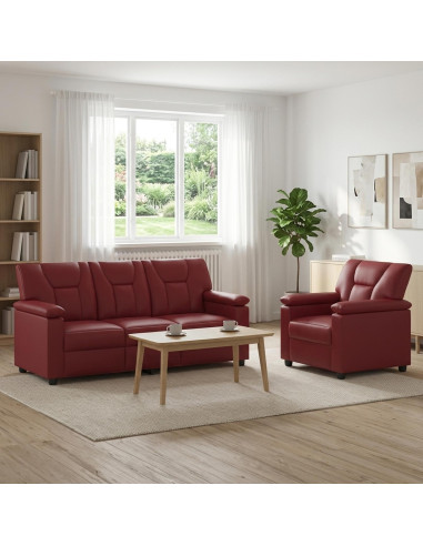 Set di divani 2 pcs Rosso Vino Similpelle