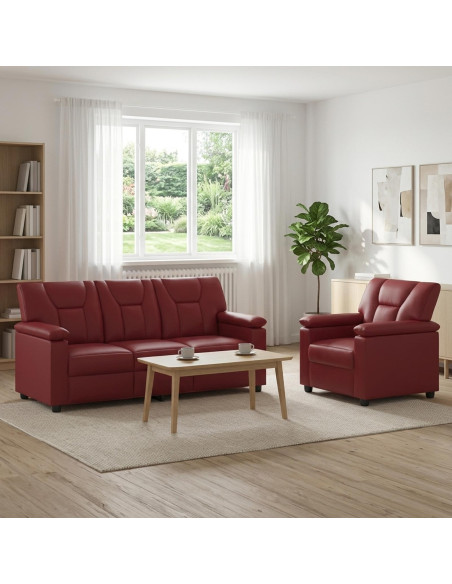 Set di divani 2 pcs Rosso Vino Similpelle