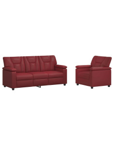 Set di divani 2 pcs Rosso Vino Similpelle 2
