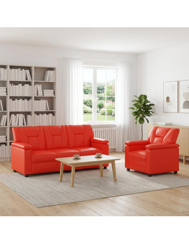 Set di divani 2 pcs Rosso Similpelle