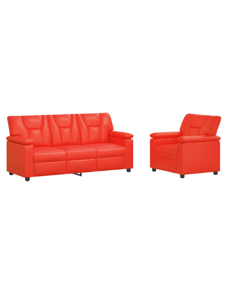 Set di divani 2 pcs Rosso Similpelle