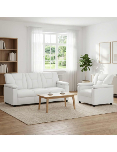 Set di divani 2 pcs Bianco Similpelle