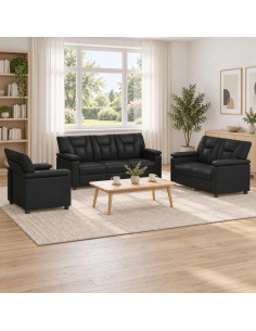 Set di divani 3 pcs Nero Similpelle