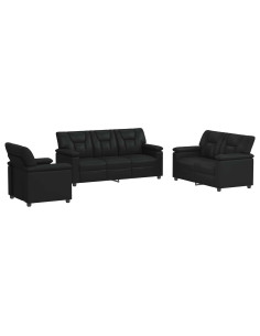 Set di divani 3 pcs Nero Similpelle 2