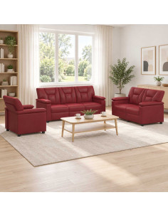 Set di divani 3 pcs Rosso Vino Similpelle