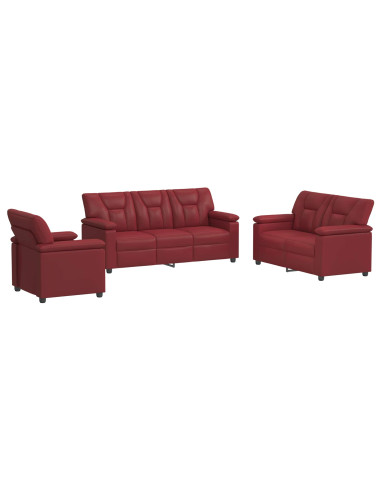 Set di divani 3 pcs Rosso Vino Similpelle