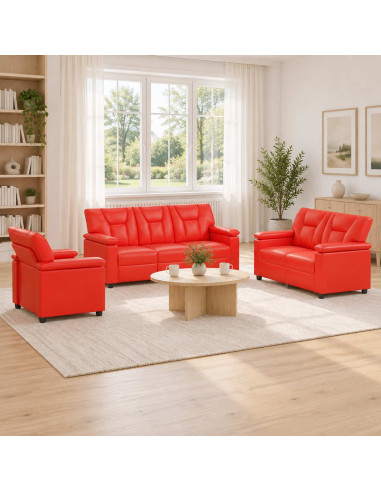 Set di divani 3 pcs Rosso Similpelle