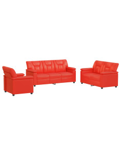 Set di divani 3 pcs Rosso Similpelle 2