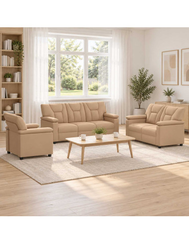 Set di divani 3 pcs Cappuccino Similpelle