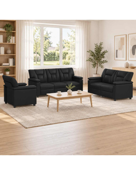 Set di divani 3 pcs Nero Similpelle