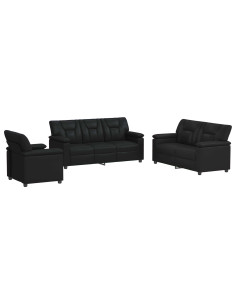 Set di divani 3 pcs Nero Similpelle 2