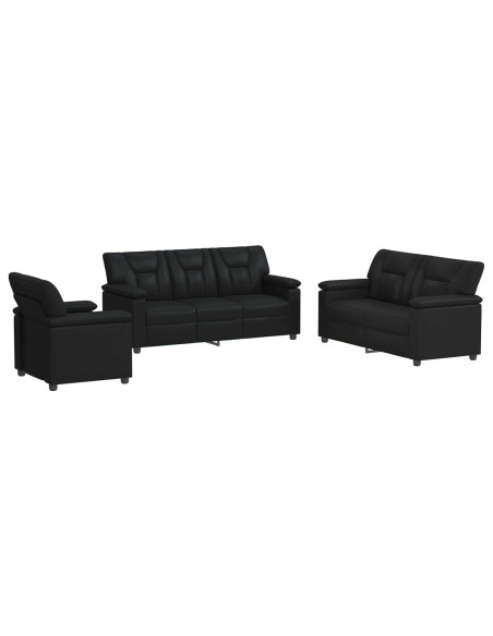 Set di divani 3 pcs Nero Similpelle