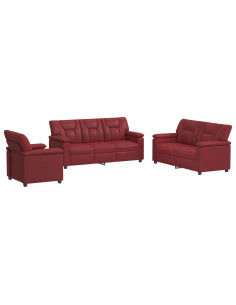 Set di divani 3 pcs Rosso Vino Similpelle 2