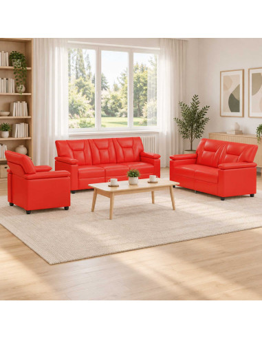 Set di divani 3 pcs Rosso Similpelle