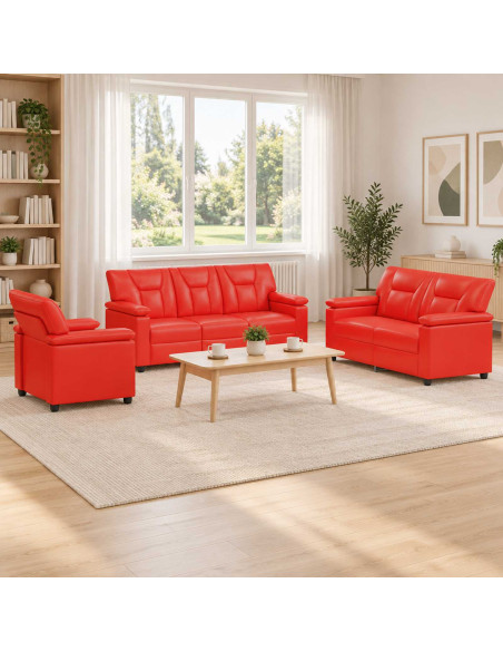 Set di divani 3 pcs Rosso Similpelle