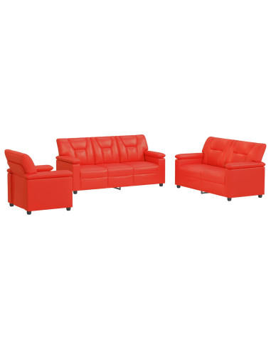 Set di divani 3 pcs Rosso Similpelle
