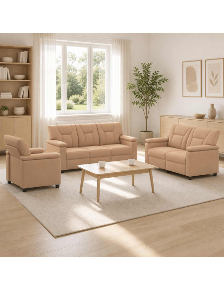 Set di divani 3 pcs Cappuccino Similpelle