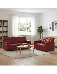Set di divani 2 pcs Rosso Vino Similpelle