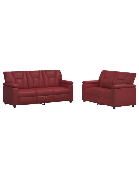 Set di divani 2 pcs Rosso Vino Similpelle